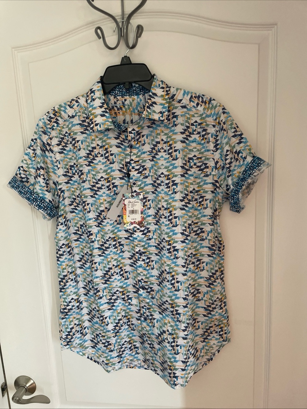 Robert Graham Collins Shirt Top Small Classic Fit Stretch Short Sleeves NWT $188